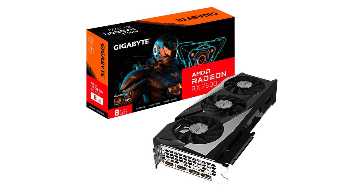 GIGABYTE Radeon RX 7600 GAMING OC 8G, Grafikkarte RDNA 3, GDDR6