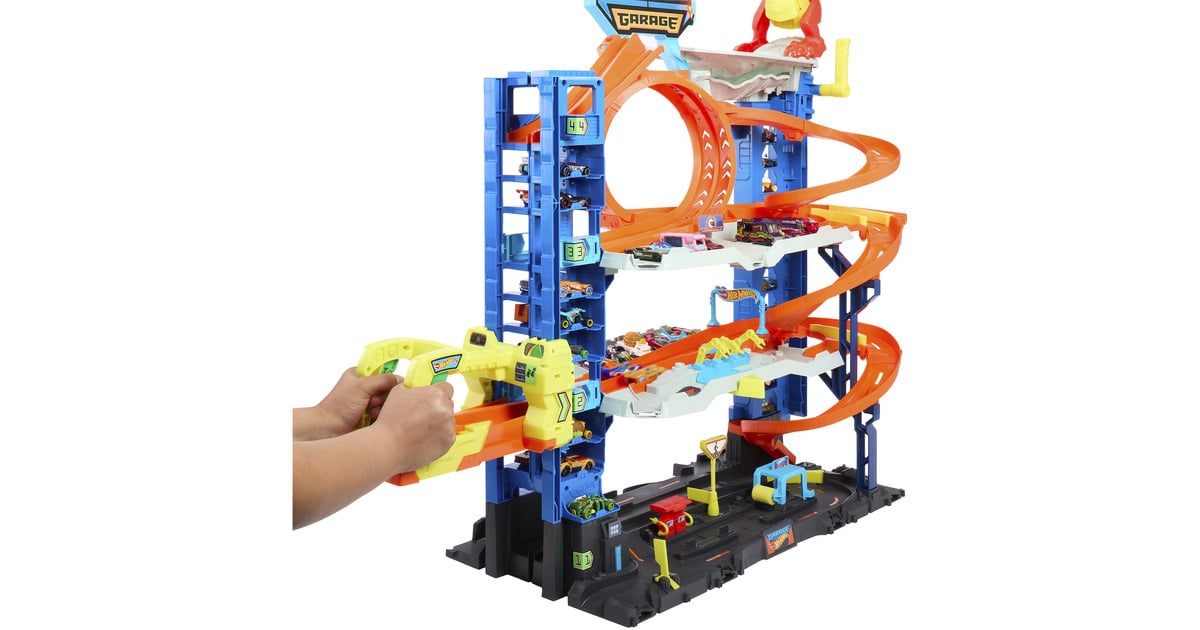 Hot Wheels Ultimative Garage, Spielgebäude mit 2 Die-Cast-Autos