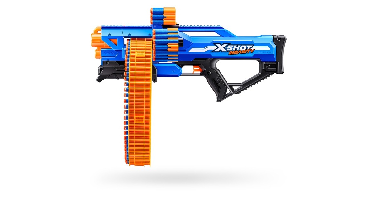 ZURU XShot Insanity Blaster Mega Barrel, Dartblaster inkl. 72 Darts