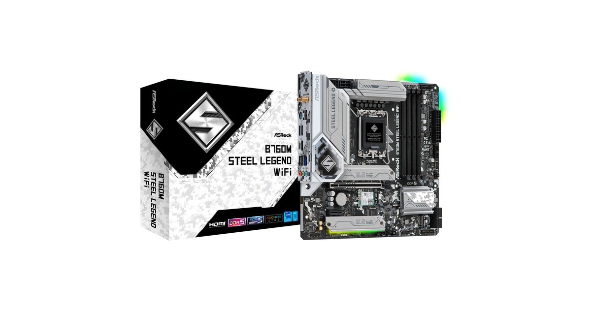 m*a様 ASRock B760M Steel Legend WiFi ASRock B760M Steel Legend WiFi, Mainboard grau/schwarz