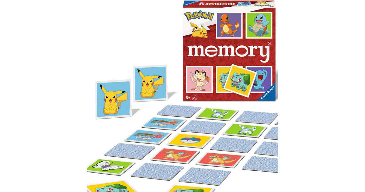 Ravensburger Memory Pokémon – 64 Cartes (32 Paires) – Jeu D’observation Et De Mémorisation – Dès 8 Ans – Fabriqué En Europe – Certifié FSC