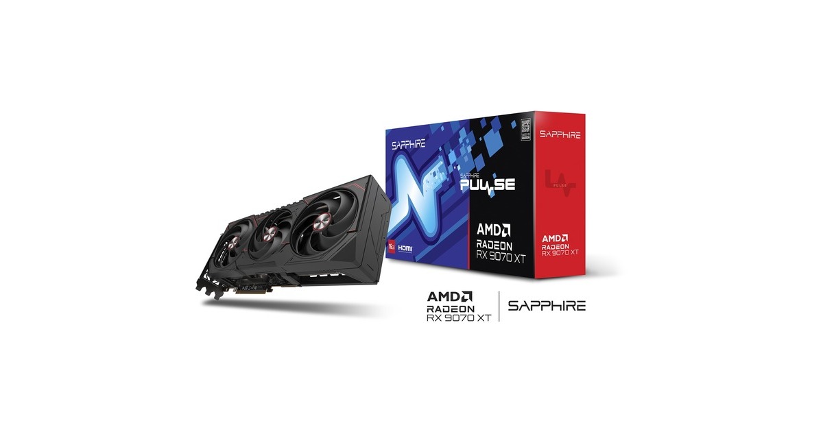 SAPPHIRE Radeon RX 9070 XT Pulse, Grafikkarte schwarz, RDNA4