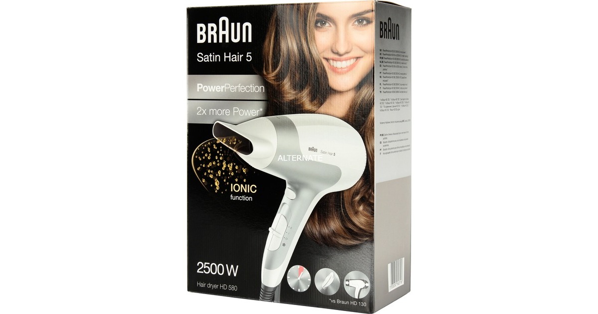 Braun Satin Hair 5 PowerPerfection HD580, weiß/silber Haartrockner
