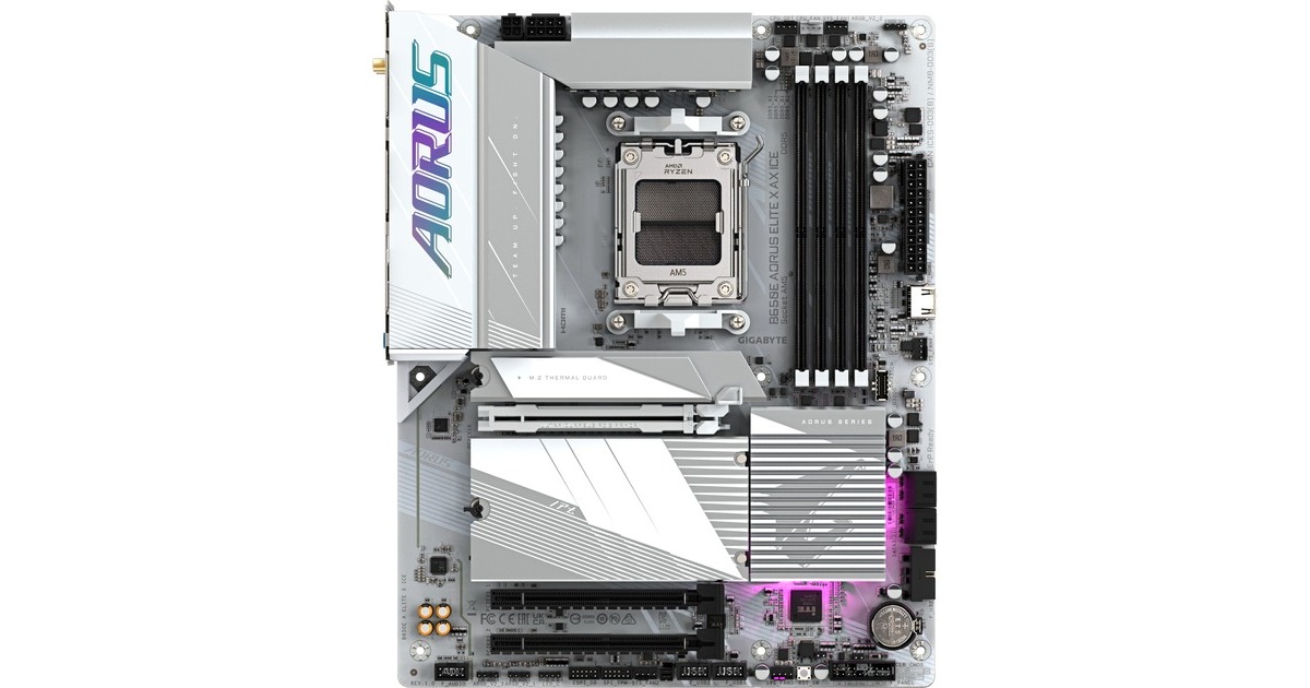 「新品未開」B650E AORUS ELITE X AX ICE GIGABYTE B650E AORUS ELITE X AX ICE, Mainboard weiß/silber