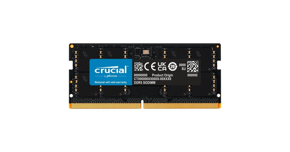 メモリー crucial DDR5-4800 SODIMM 16GB Crucial SO-DIMM 16 GB DDR5-4800 , Arbeitsspeicher schwarz