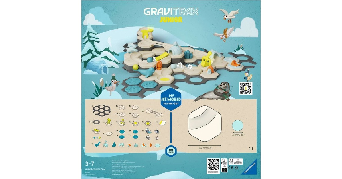 GraviTrax Junior Ravensburger - Set Débutant Ice - Circuit Bille Créatif - 100 Pièces - Dès 3 Ans