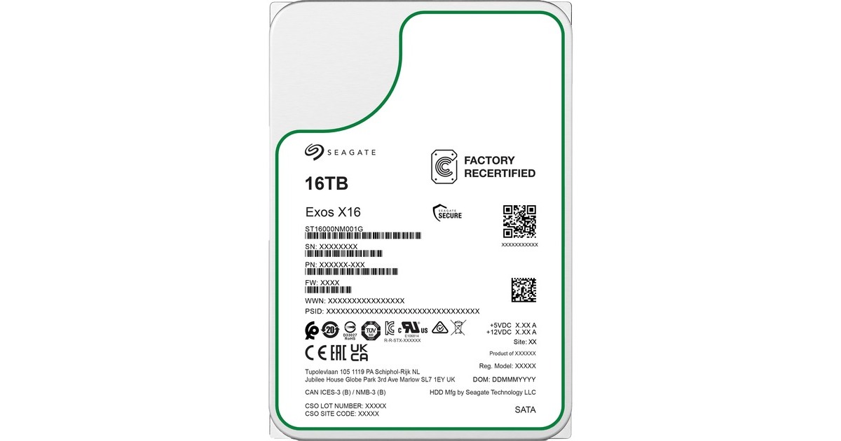 Seagate Exos X16 16 TB Generalüberholt, Festplatte SATA 6 Gb/s, 3,5