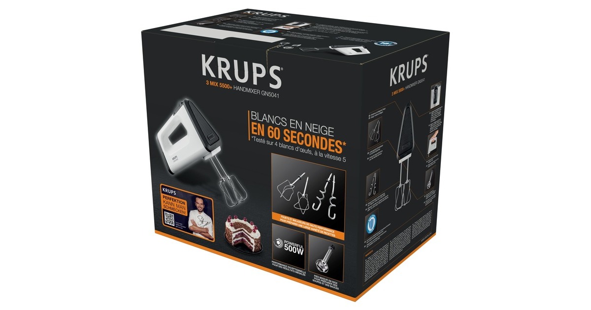 Krups 3 Mix 5500 Plus GN 5041, Handmixer weiß/schwarz