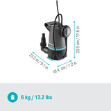 GARDENA Klar-/Schmutzwasser-Tauchpumpe 20000 BASIC, Tauch- / Druckpumpe grau/schwarz, 550 Watt