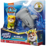 Spin Master Paw Patrol Aqua Pups - Hero Pups-Set mit Rubble-Welpenfigur und Hammerhai-Figur, Spielfigur 