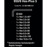 Wera 950/9 Hex-Plus 5 Winkelschlüsselsatz, 9-teilig, Schraubendreher mit Halteclip