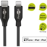 goobay USB 2.0 Adapterkabel, USB-C Stecker > Lightning Stecker schwarz, 2 Meter, PD, Laden mit bis zu 87 Watt