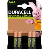 Duracell Akku NiMH 1,2V / 750mAh, Typ AAA (Micro) 4 Stück, HR03 / DC2400