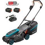 GARDENA Akku-Rasenmäher PowerMax 37/36V P4A Ready-To-Use Set, 36Volt (2x18V) schwarz/grau, 2x Li-Ion Akku 4,0Ah, POWER FOR ALL ALLIANCE