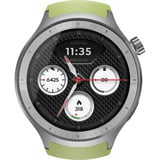Motorola moto watch, Smartwatch silber, mit silbernem Edelstahl-Armband und grünem Silikon-Armband
