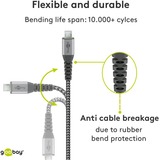 goobay USB 2.0 Kabel, USB-A Stecker > Micro-USB Stecker grau/silber, 1 Meter, gesleevt, Metallstecker