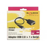 DeLOCK USB 2.0 Adapter, USB-A Stecker > Seriell RS-232 Stecker schwarz, 35cm, ESD Überspannungsschutz