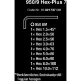 Wera 950/9 Hex-Plus 7 Winkelschlüsselsatz, 9-teilig, Schraubendreher schwarz, mit Halteclip, BlackLaser-Oberfläche