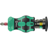Wera Kraftform Kompakt Stubby Magazin RA 2, Bit-Satz schwarz/grün, 6-teilig, 1/4", mit Ratschenfunktion
