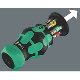 Wera Kraftform Kompakt Stubby Magazin RA 2, Bit-Satz schwarz/grün, 6-teilig, 1/4", mit Ratschenfunktion