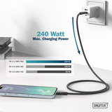 Digitus USB4 Gen 3x2 Silikon-Anschlusskabel USB-C > USB-C schwarz, 0,5 Meter, PD, Laden mit bis zu 240 Watt