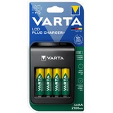 Varta LCD Plug Charger+, Ladegerät schwarz, Lädt AA, AAA, 9V und ein USB-Gerät