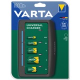 Varta Universal Charger, Ladegerät schwarz, Lädt 2 oder 4 AA, AAA, C, D oder 1x 9V