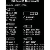Wera Bit-Safe 61 Universal 3, 61-teilig, Bit-Satz schwarz/grün, inkl. Bit-Halter, 1/4"