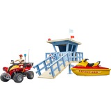 bruder bworld Life Guard Station mit Quad und Personal Water Craft, Spielfigur 