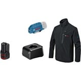 Bosch Professional Heat+Jacket GHJ 12+18V Kit Größe 3XL, Arbeitskleidung schwarz, inkl. Ladeadapter GAA 12V-21, 1x 12-Volt-Akku