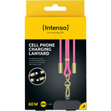 Intenso Handykette und Lade-/Datenkabel Cell Phone Charging Lanyard neon-pink, 1,65 Meter, USB-C, PD3.0 / QC4.0, Nylon