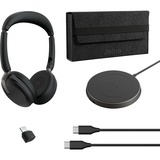 Jabra Evolve2 65 Flex Duo WLC, mit Ladepad, Headset schwarz, Stereo, UC, USB-C, Link380c