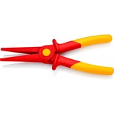 KNIPEX Flachrundzange aus Kunststoff 98 62 02, Greifzange rot/gelb, gezahnte Greifflächen, isoliert, VDE-geprüft