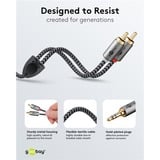 goobay Plus Audio Adapterkabel AUX 3,5mm Klinke > Stereo-Cinch Stecker schwarz/silber, 0,5 Meter