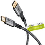goobay Plus DisplayPort 2.0/2.1 Kabel, 8K @ 144Hz, 54 Gbit/s grau, 3 Meter