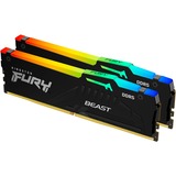 Kingston FURY DIMM 16 GB DDR5-6000 (2x 8 GB) Dual-Kit, Arbeitsspeicher schwarz, KF560C36BBEAK2-16, FURY Beast RGB, AMD EXPO