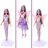 Mattel Barbie 3-in-1 Fantasy Puppe mit Schwanzflosse, Feenflügeln und Ketten