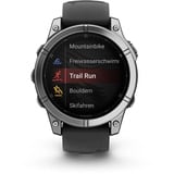 Garmin fēnix E - 47mm, AMOLED, Smartwatch Schwarz/Silber, Silikon-Armband, Edelstahl