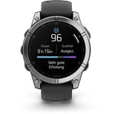 Garmin fēnix E - 47mm, AMOLED, Smartwatch Schwarz/Silber, Silikon-Armband, Edelstahl