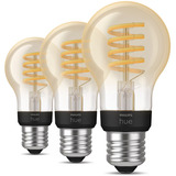 Philips HUE White Ambiance Filament Lampe E27 A60 Dreierpack 550, LED-Lampe 