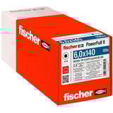 fischer Holzbauschraube PowerFull II 6,0x140 ZK TX VG 100 Stück, Vollgewinde, verzinkt