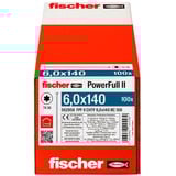 fischer Holzbauschraube PowerFull II 6,0x140 ZK TX VG 100 Stück, Vollgewinde, verzinkt