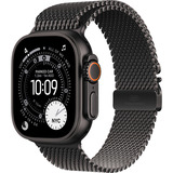 Apple Watch Ultra 3, Smartwatch schwarz, 49 mm, Milanaise Armband schwarz L, Titangehäuse, Cellular