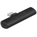 DeLOCK USB 2.0 Adapter, USB-C Stecker 90° > 2x USB-C Buchse schwarz, PD, Laden mit bis zu 60 Watt