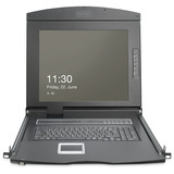 Digitus Modulare HD LCD KVM Konsole mit 19" TFT 8 Port HDMI, KVM-Switch schwarz, deutsches Tastaturlayout, 8 Port HDMI KVM-Switch, Touchpad