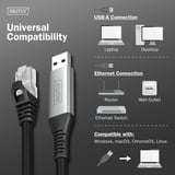 Digitus USB-A 3.2 Gen1 > RJ-45 Ethernet Kabel, 1Gbit/s, Adapter schwarz, 3 Meter, 10/100/1.000Mbit/s