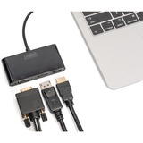 Digitus USB Adapter, USB-C Stecker > VGA + HDMI + DisplayPort Buchse schwarz
