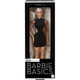 Mattel Barbie Basics Model 02 mit blondem Haar, schwarzem Kleid und Gladiator-Boots, Puppe 