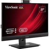 ViewSonic VG2756V-2K Videokonferenzmonitor, LED-Monitor 68.6 cm (27 Zoll), schwarz, QHD, IPS, Webcam, Mikrofon,  LED-Licht, USB-Hub, USB-C