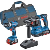 Bosch Professional Kombi-Set Akku-Schlagbohrschrauber GSB 18V-45 + Akku-Bohrhammer GBH 18V-22 blau, 2x Li-Ionen Akku 4,0Ah, Werkzeugtasche